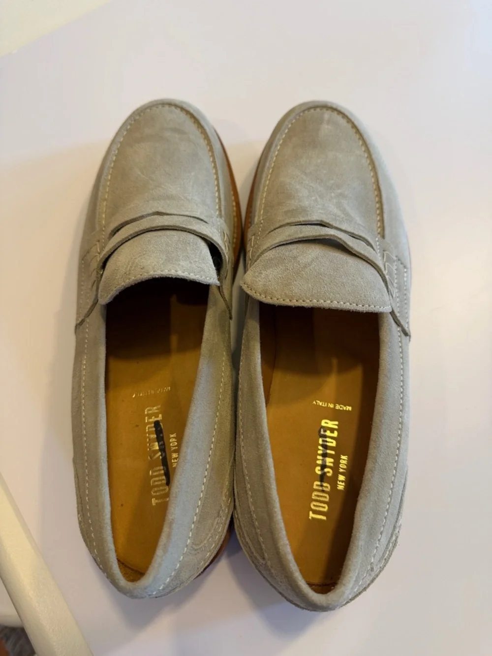 Todd Snyder Italian Suede Penny Loafers Sz 11.5. NWOB. Box41